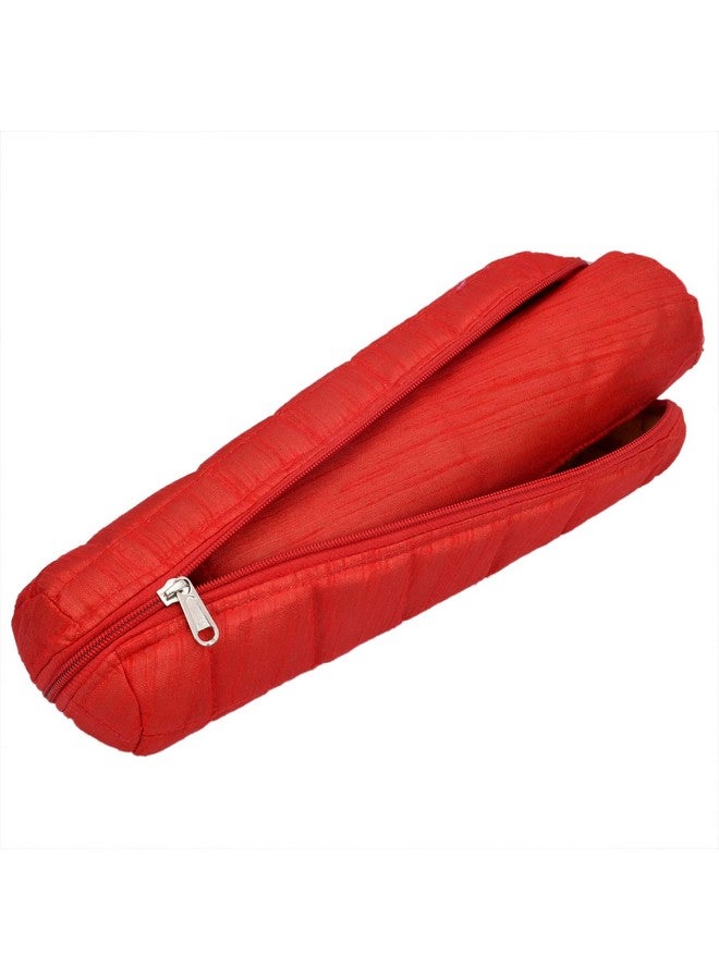 Kuber Industries Kuber Industries Cotton Watch Case, Bangle Box/Wrist Watch Holder/Watch Organizer/Bracelet Pouch Zip Top Watch Case With One Roll (Red)-Kubmart16099, Pack of 1  - Image 1