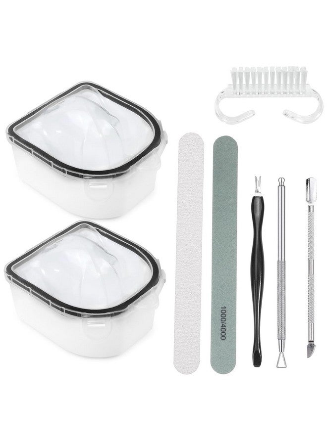 Yokilly Nail Soaking Bowl 2 Pcs Soak Off Gel Polish Remover Manicure Bowl Acetone Nail Soak Off Bowl For Acrylic Nails Dip Powder Remover Kit With Cuticle Peeler And Cuticle Pusher (Black8Pcs Set) - Image 1