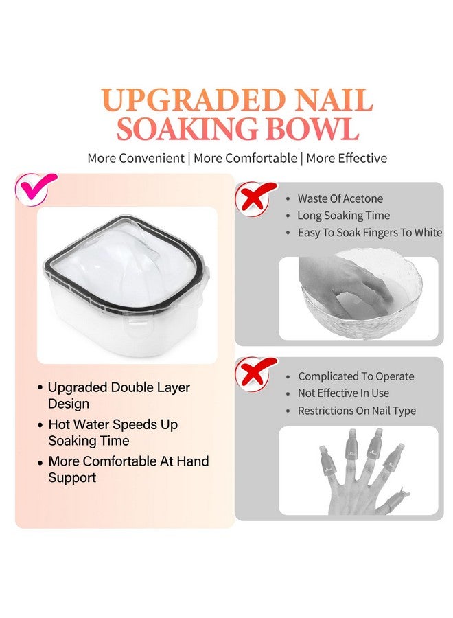 Yokilly Nail Soaking Bowl 2 Pcs Soak Off Gel Polish Remover Manicure Bowl Acetone Nail Soak Off Bowl For Acrylic Nails Dip Powder Remover Kit With Cuticle Peeler And Cuticle Pusher (Black8Pcs Set) - Image 5