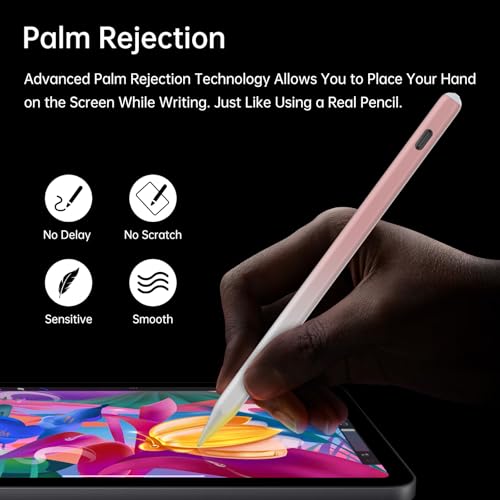 iafer Pencil for iPad mini A17 Pro 7/6/5, Fast Charge Palm Rejection Tilt Sensitivity 20H Battery Life Stylus Pen for iPad mini 5-7th, iPad 6th-11th A16, Air 3rd-7th M2 M3, Pro 13"/12.9"/11" M4 - Image 5