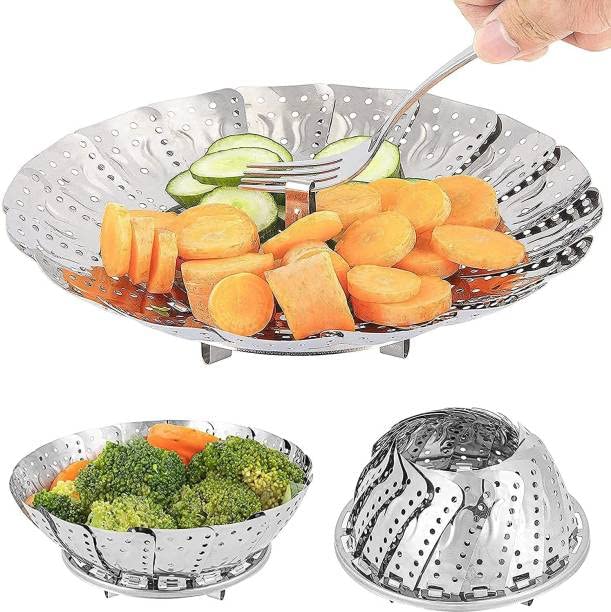 TERXA Stainless Steel Steamer Retractable Metallic Stainless Steel Steamer Basket for VegetableInsert for Pots Pans Foldable Multipurpose Fruit Bowl Steamer - Image 2