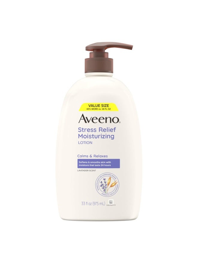 Aveeno لوشن الجسم المرطب من أفينو لتخفيف التوتر برائحة اللافندر، لمساعدتك على الشعور بالهدوء والاسترخاء، لوشن مرطب للجسم للبشرة الجافة، 33 أونصة سائلة - Image 1