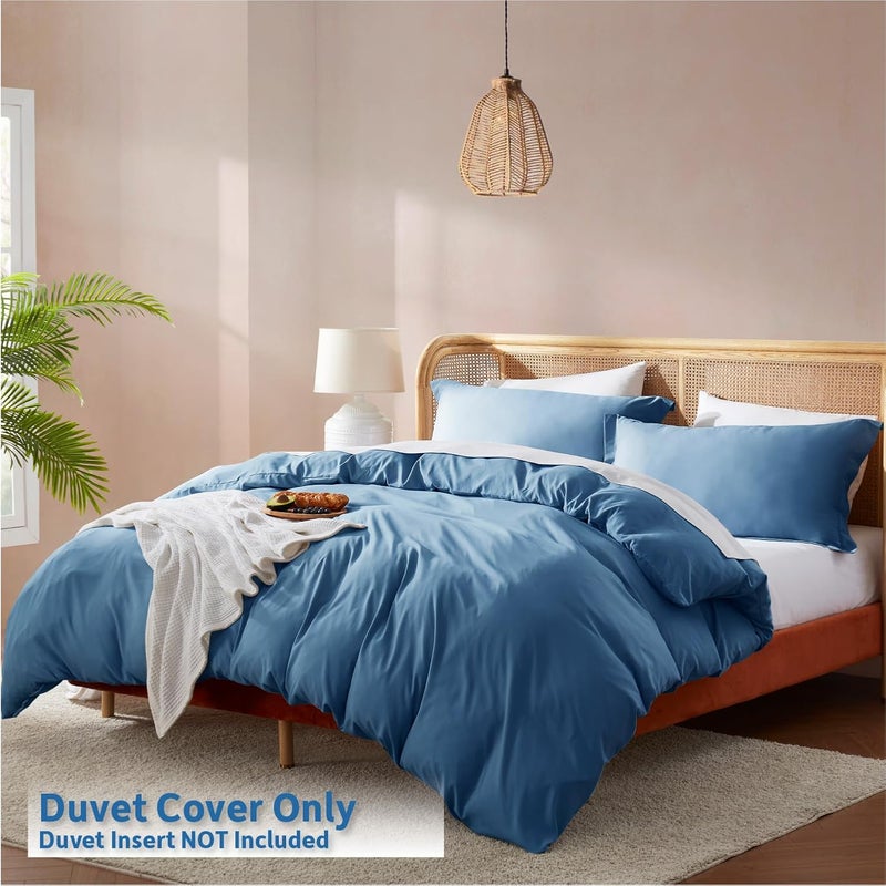 Nestl Blue Heaven California King Duvet Cover Set - 3 Piece Soft Double Brushed Microfiber with Button Closure - Image 2