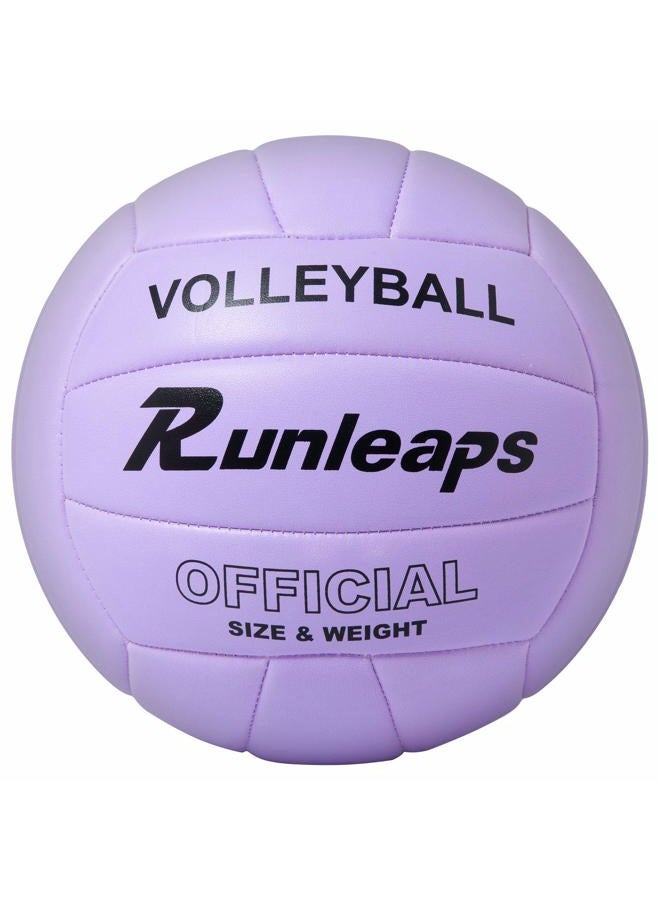 Runleaps Volleyball, Waterproof Indoor Outdoor Volleyball for Beach Game Gym Training, Official Size 5 (Purple) - Image 1