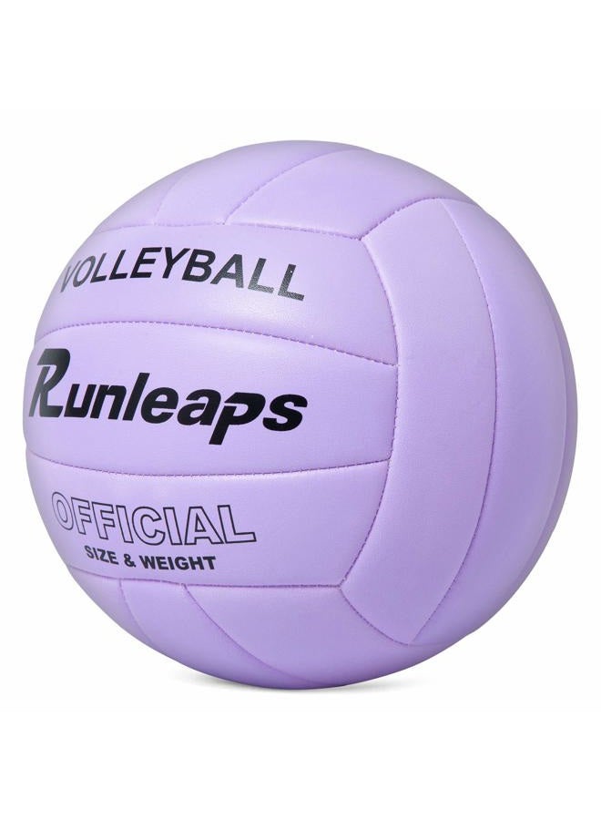 Runleaps Volleyball, Waterproof Indoor Outdoor Volleyball for Beach Game Gym Training, Official Size 5 (Purple) - Image 2