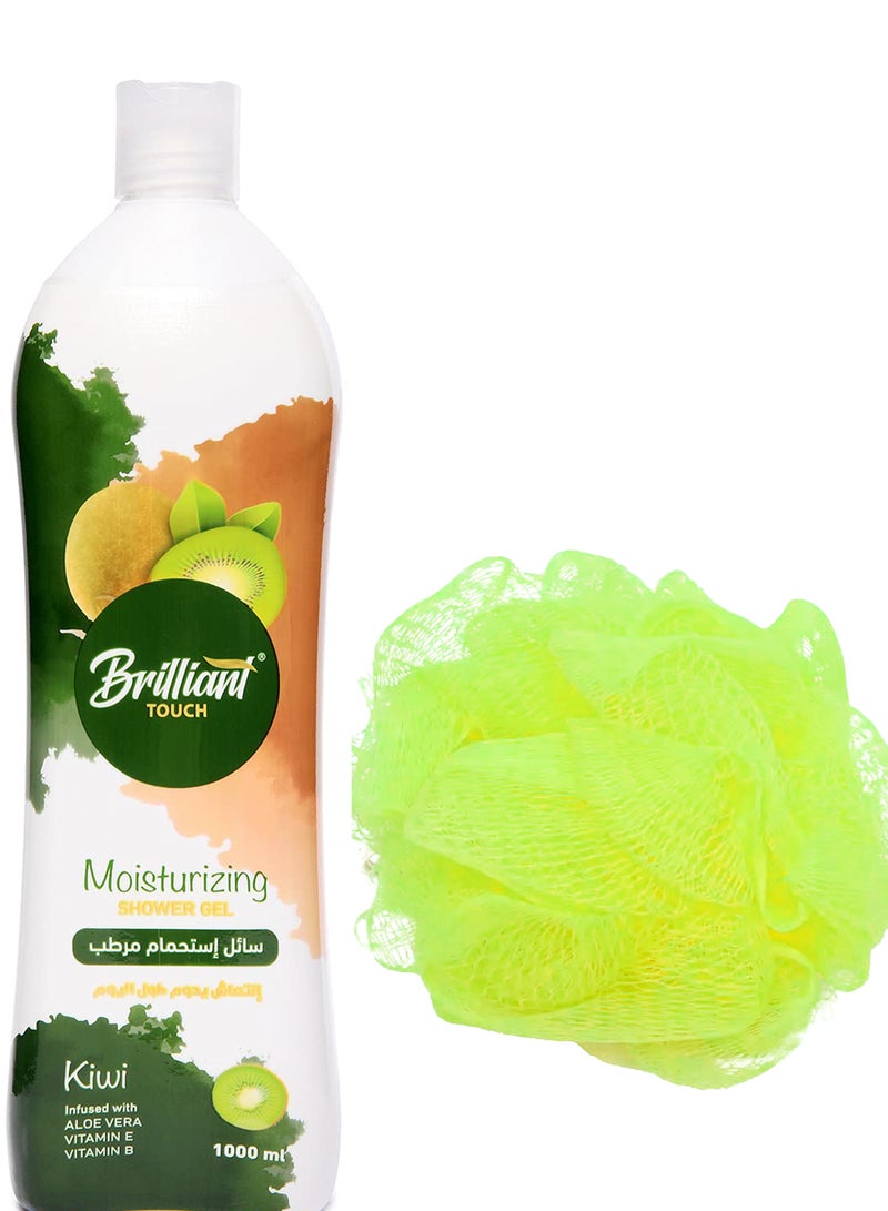بريليانت تاتش جل استحمام  مع مرطب ورائحة الكيوي 1000 مل+ لوفه استحمام متعدد الألوان