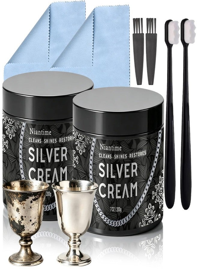 Niantime Professional Silver Cleaner and Polish Cream with Polishing Cloth, Ammonia-Free Tarnish Removal Solution,2 PACK 14 Oz Total Metal Polish Cream - Image 1