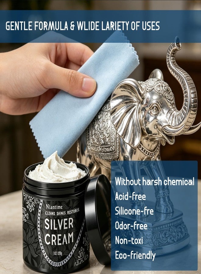 Niantime Professional Silver Cleaner and Polish Cream with Polishing Cloth, Ammonia-Free Tarnish Removal Solution,2 PACK 14 Oz Total Metal Polish Cream - Image 3
