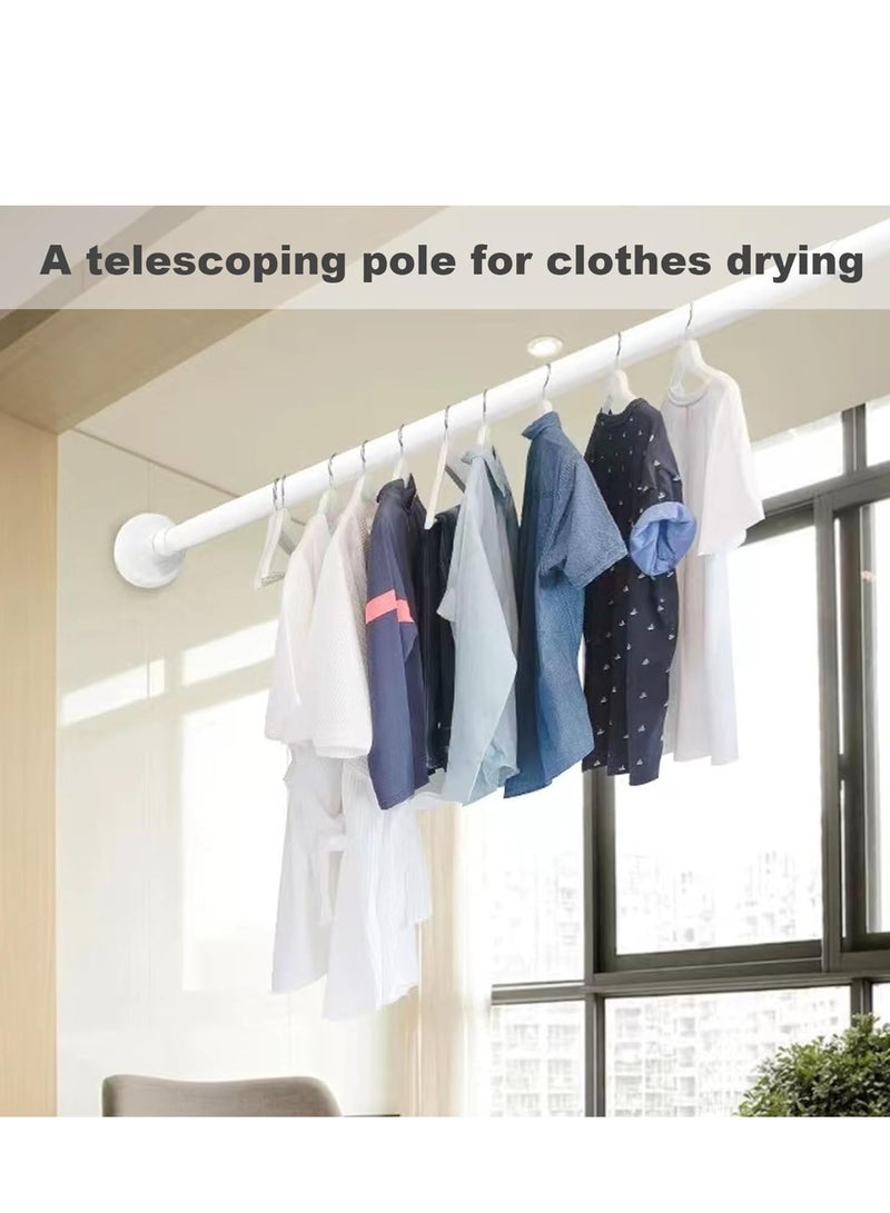SYOSI White Curtain Pole 50-80cm Extendable Shower Rail 27mm No Drill Curtain Pole Hold Up to 90kg Stainless Steel Telescopic Clothes Hanging Bar Rail for Bath, Closet, Wardrobe Shower Rail Extendable  - Image 5