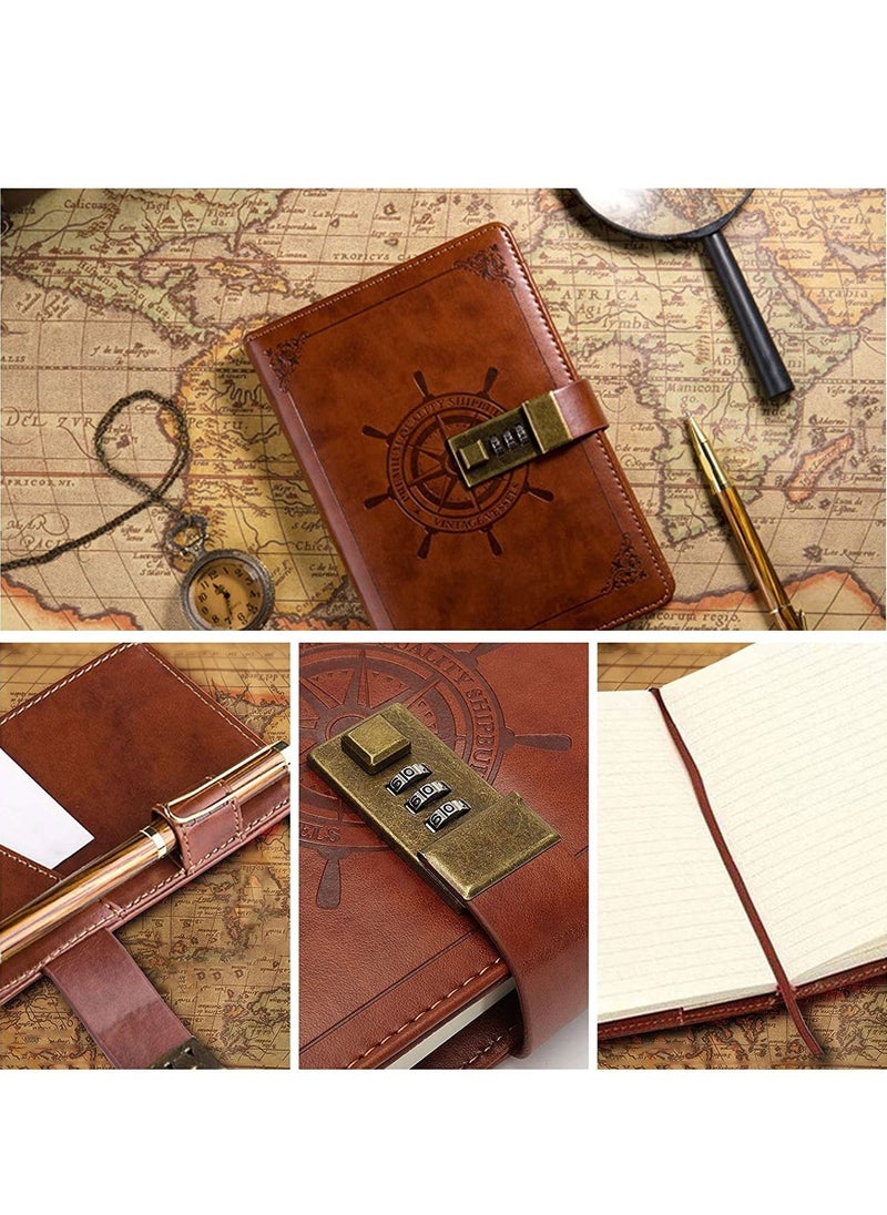 Generic - Password Notebook Business Premium Leather Diary Notebook with Coded Lock Gift - Image 1