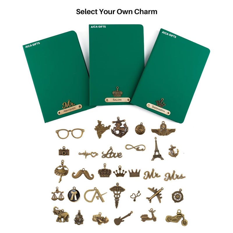 AICA Personalized Name & Charm Leather Hard Cover Diary (Dark Green )Daily Diaries for Womens & Mens|Gifts For Girls & Boys| Diwali Gifts| Journal | Diwali Gifts for Family and Friends|Diary Aesthetic - Image 4