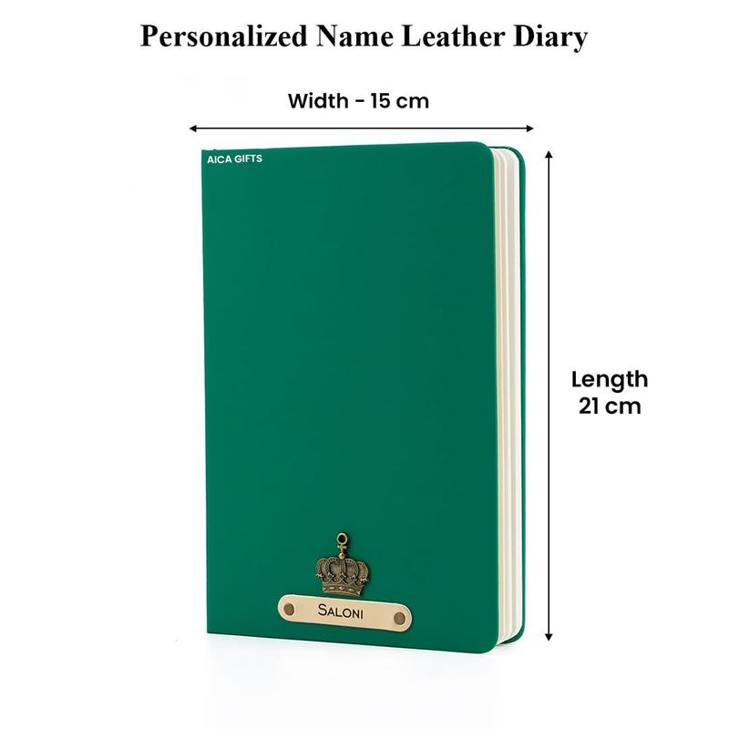 AICA Personalized Name & Charm Leather Hard Cover Diary (Dark Green )Daily Diaries for Womens & Mens|Gifts For Girls & Boys| Diwali Gifts| Journal | Diwali Gifts for Family and Friends|Diary Aesthetic - Image 5