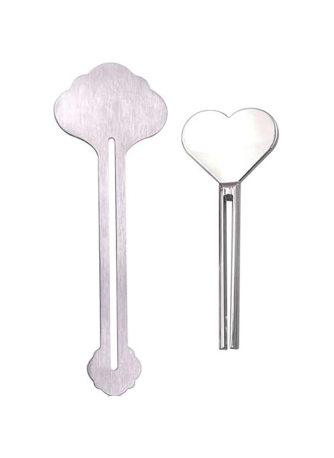Generic Silver Love Shape Metal Toothpaste Squeezer, Stainless Steel Dispenser Tube Squeezer, Tube Squeezer Rolling Key for Bathroom, Tube Squeezing Aids, Bathroom Safety, Aids and Accessories  - Image 2