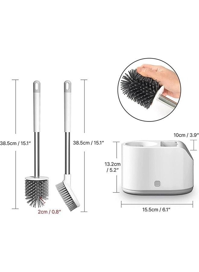 Arabest Toilet Bowl Brush and Holder, Silicone Toilet Bowl Brush Cleaning Toilet Scrubber Set with Non-scratch Silicone Bristles Deep Cleaning. Wall Mount for Motorhome Travel, Travel Trailers, Camper - Image 2