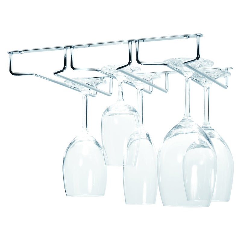 Oenophilia Under Cabinet Stemware Rack Wine Glass Holder Under Cabinet Kitchen Chrome Finish Holds 69 Glasses Depending on Style