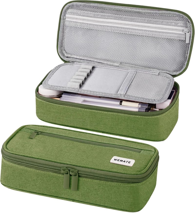 WEMATE All-scene compatible build Pencil Case, green, 9 x 4.3 x 2.4 inches, Large pencil case Global upgraded economical craftsmanship - Image 1