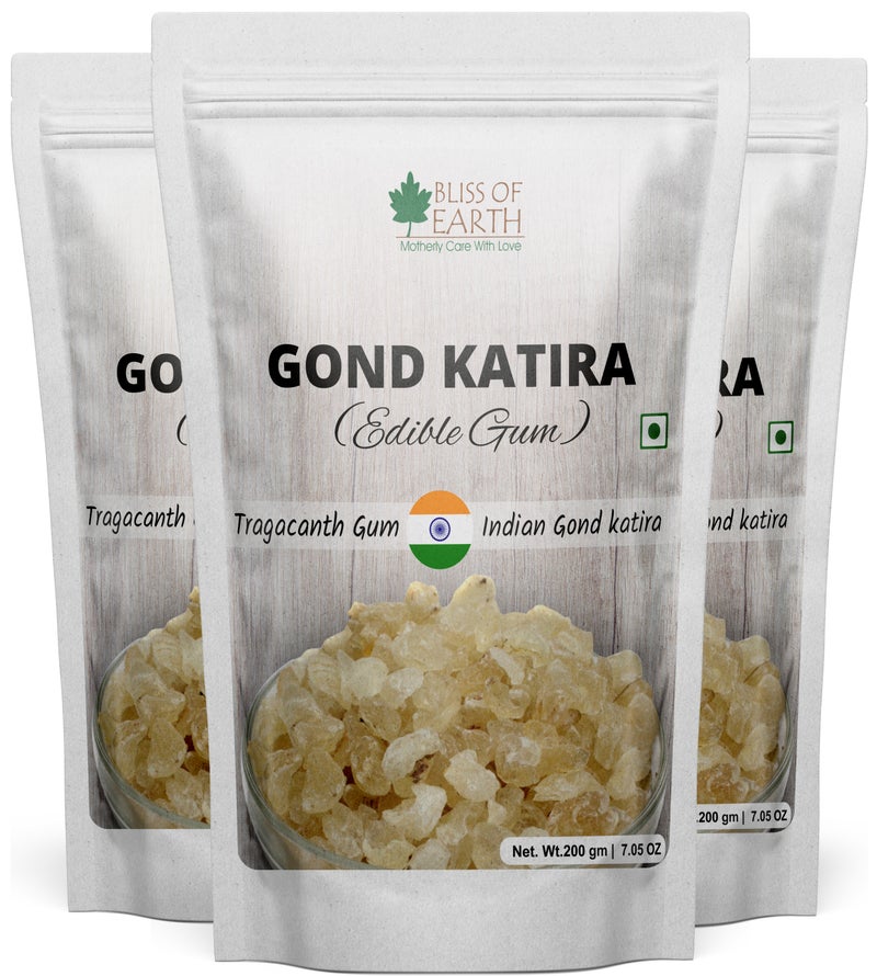 Bliss of Earth Premium Gond Katira AA Grade 3X200g, Tragacanth Gum For Summer - Image 1
