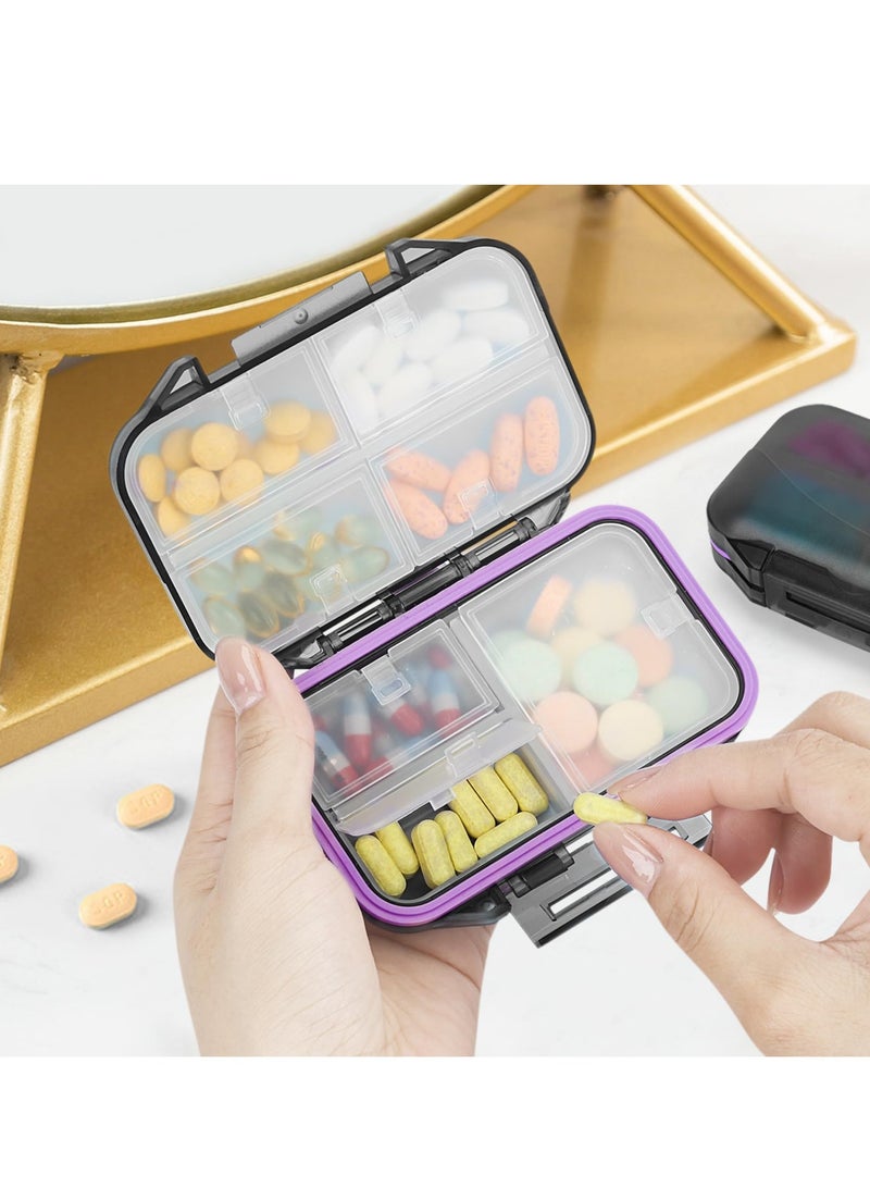SOLARAE Pill Organizer, Daily Pill Case with 7 Compartments, Travel Portable Pill Box for Pocket Purse, Weekly Pill Case Organizer for Medicine Vitamin Holder Container - Airtight & Moistureproof, Black - Image 2