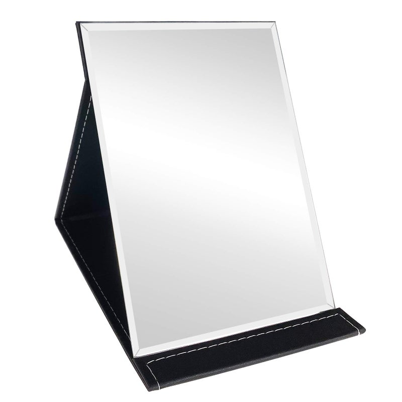 VrHere MirriM Portable Folding Makeup Mirror with Adjustable Stand PU Leather Vanity Table for Cosmetics Personal Beauty XLarge 