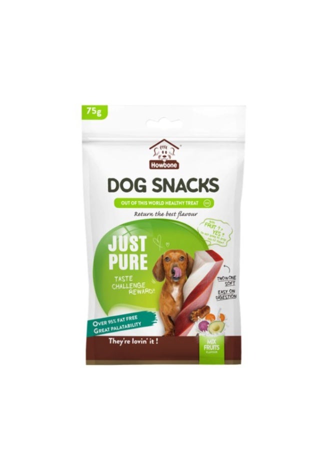 Howbone Just Pure Twin Slix Mix Fruity Dog Treats – Soft, Healthy, Easy to Digest – 75g - Image 1