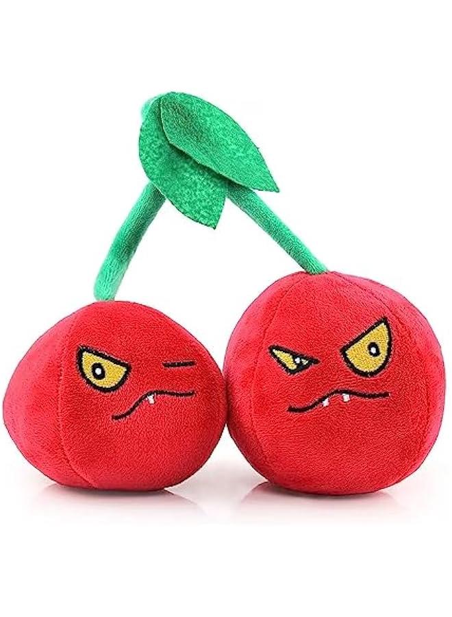 PVZ Plush Figures Set - Cherry Bomb Zombie Plant Plush Toy with 50pcs Stickers 