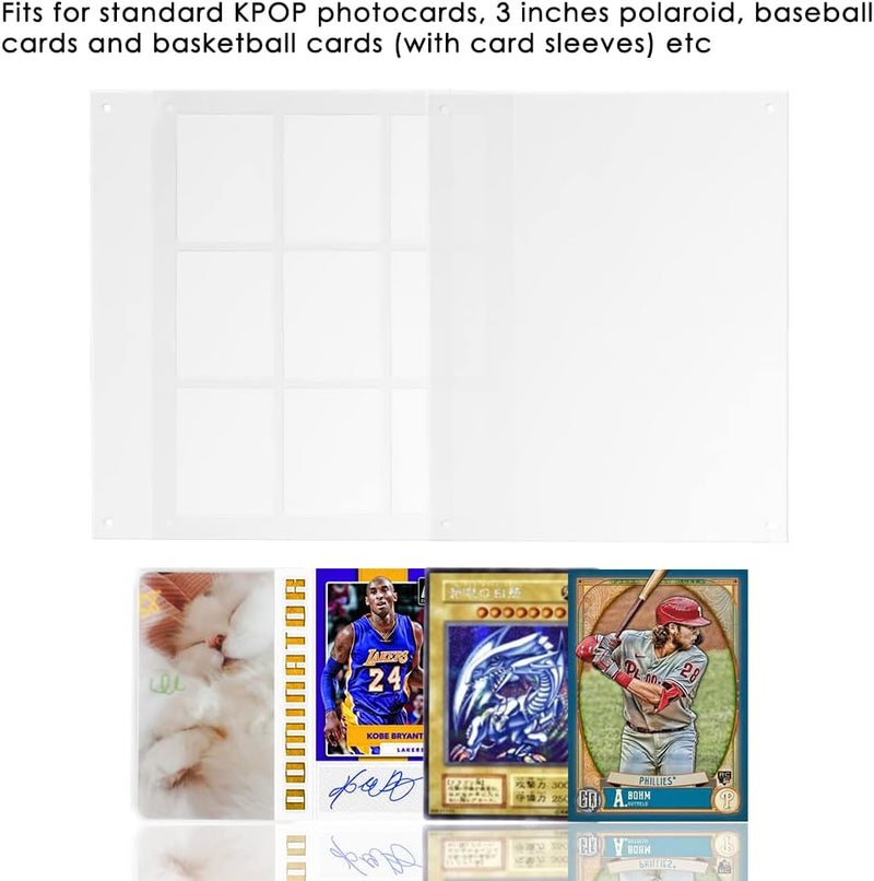 baskiss Standing Card Holder, Ultra Clear Acrylic Display, 66 x 91 mm Trading Cards Cases Protectors for Kpop Photocard Sports Baseball Basketball Photo Showcase with Screws (9Cards) - Image 3