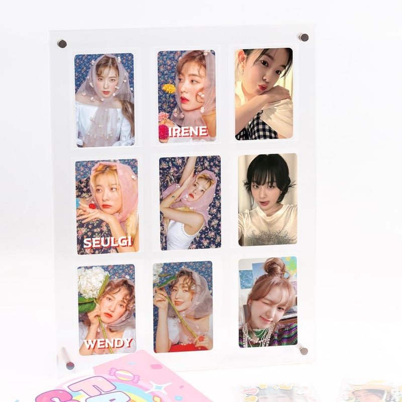 baskiss Standing Card Holder, Ultra Clear Acrylic Display, 66 x 91 mm Trading Cards Cases Protectors for Kpop Photocard Sports Baseball Basketball Photo Showcase with Screws (9Cards) - Image 1
