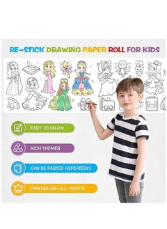 Soofam 2 PCS Princess And Daily Goods Coloring Paper Roll for Kids,Children's Drawing Paper Roll,DIY Sticky Painting Color Filling Paper,Creative Early Educational Toys for Toddlers  - Image 2