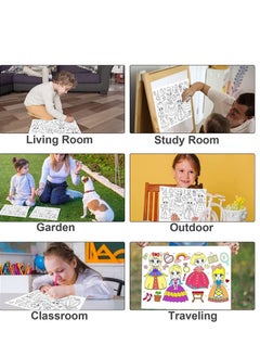 Soofam 2 PCS Princess And Daily Goods Coloring Paper Roll for Kids,Children's Drawing Paper Roll,DIY Sticky Painting Color Filling Paper,Creative Early Educational Toys for Toddlers  - Image 5
