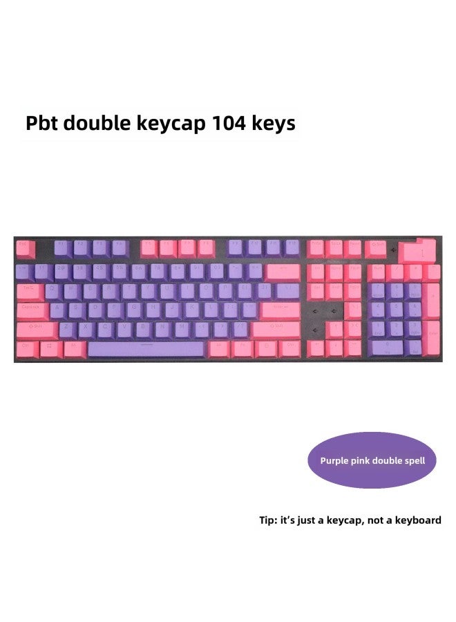 104 Key PBT Material Color Keyboard Cap ABS Two-color Injection Molding Closed Character Light Transmission Height Mechanical Keyboard Key Cap-Color:Purple Powder-PBT (not Keyboard But Keycap)  - Image 1