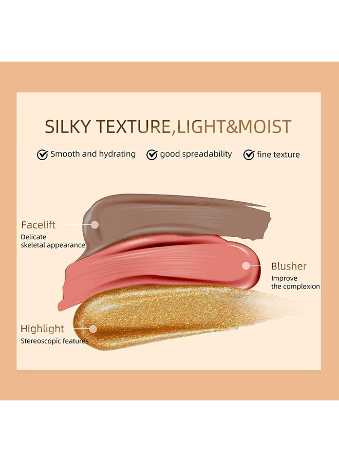 QiBest Blusher Highlighter with Cushion Applicator Attached Easy to Blend Long Lasting & Smooth Natural Matte Finish Lightweight Super Silky Cream Contour Multifunctional Makeup Pen Stick #01 - Image 4