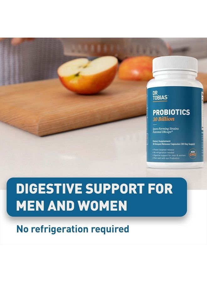 Dr. Tobias Probiotics 30 Billion, 10 Strains, 30 Billion CFU's, Targeted Release Probiotics for Digestive Health, Shelf-Stable Probiotics for Women & Men, Non-GMO, 30 Capsules, 30 Servings - Image 4