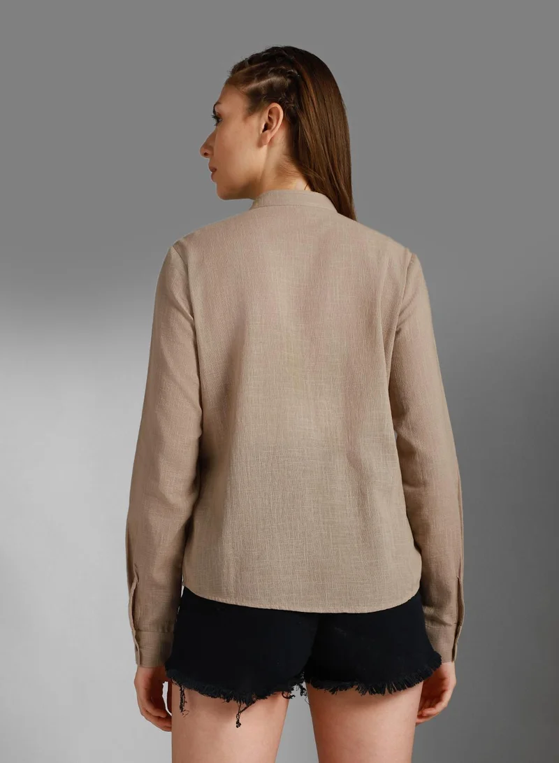 HIGH STAR Women Beige Shirt