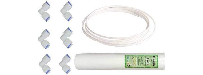 Filox RO Water Purifier Prefilter Kit | 1/4 Inch Elbow PushFit + 5 Meter RO Pipe + 10-Inch 5 Micron Spun Filter Cartridge | Compatible with All RO Systems | Pack of 8 - Image 1