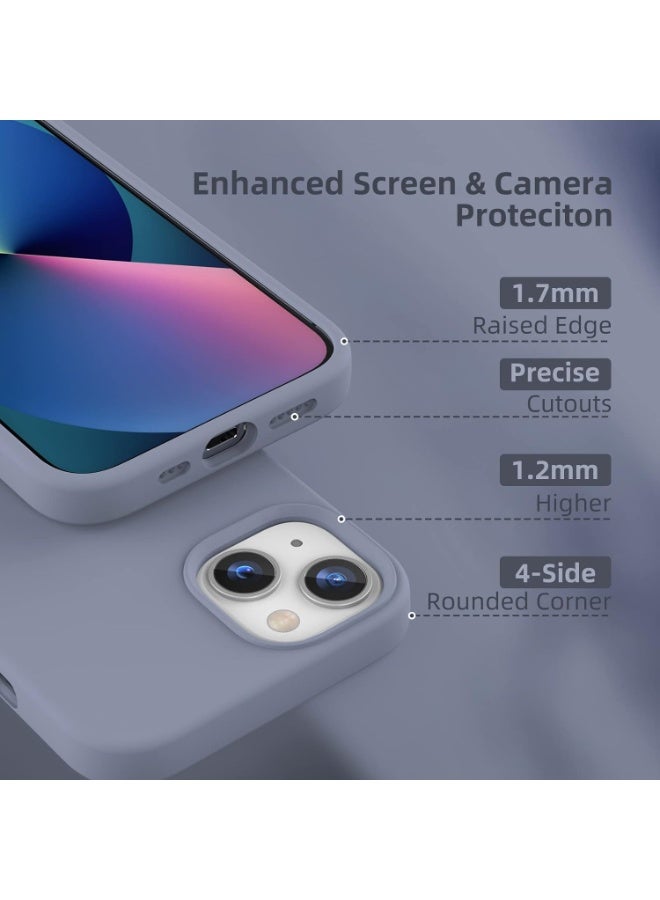 Compatible with iPhone 13/14 Case 6.1 Inch Slim Liquid Silicone 4 Layers Soft Gel Rubber Shockproof Protective Phone Case with Anti Scratch Microfiber Lining (Blue Grey) - Image 5