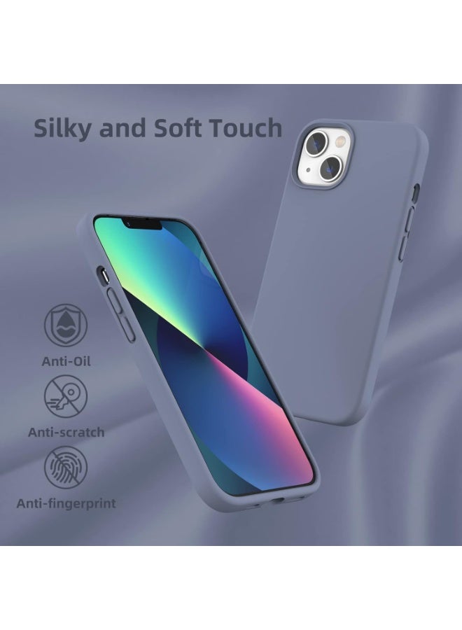 Compatible with iPhone 13/14 Case 6.1 Inch Slim Liquid Silicone 4 Layers Soft Gel Rubber Shockproof Protective Phone Case with Anti Scratch Microfiber Lining (Blue Grey) - Image 2