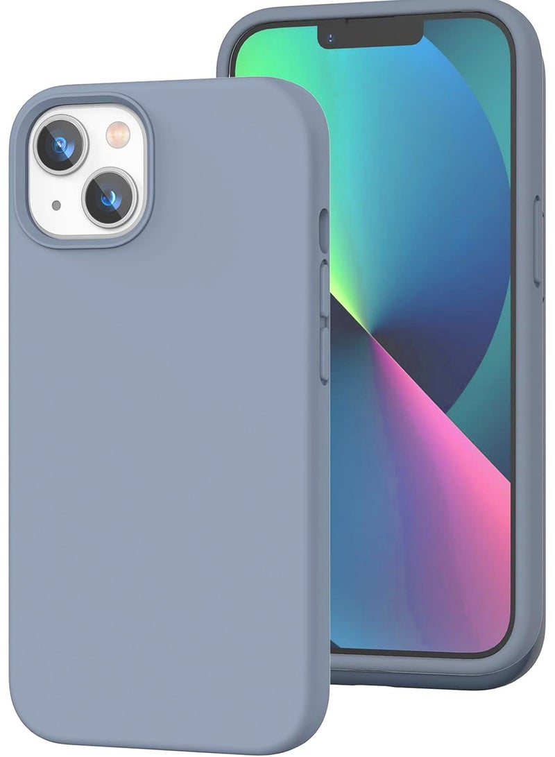 Compatible with iPhone 13/14 Case 6.1 Inch Slim Liquid Silicone 4 Layers Soft Gel Rubber Shockproof Protective Phone Case with Anti Scratch Microfiber Lining (Blue Grey) - Image 1