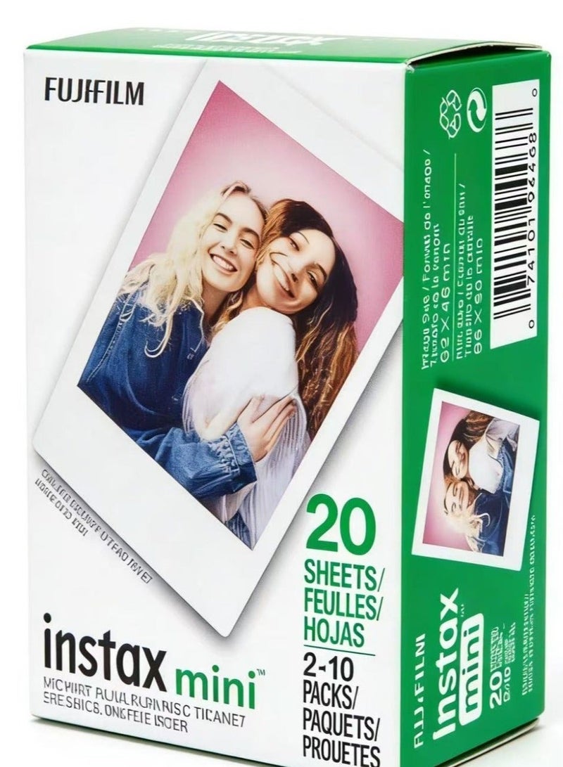 Fujifilm Instax Mini Instant Film – 20 Sheets White Photo Paper - Image 1