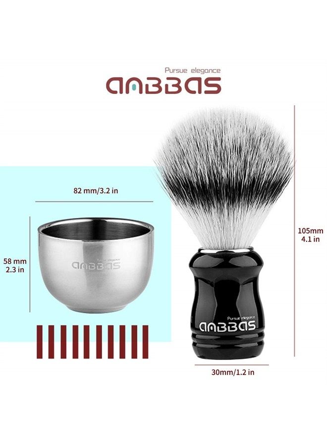 Anbbas 4in1 Vegan Style Synthetic Badger Hair Shaving Brush, Stainless Steel Shaving Stand Milk Shaving Soap and Bowl Set for Men Close Shave Kit - Image 3