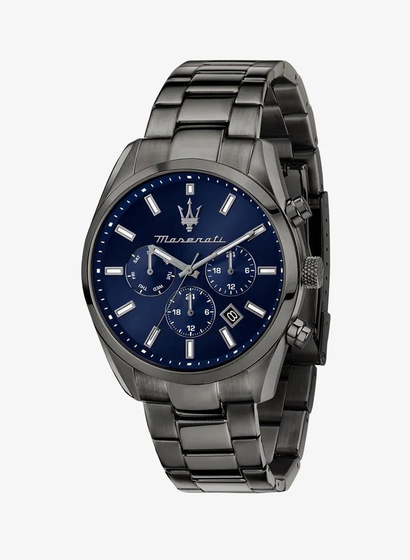 Attrazione Men's Analog Watch - Blue Dial, 43mm Metal Case, Gray Stainless Steel Bracelet, Quartz, 50M Water Resistant - R8853151035