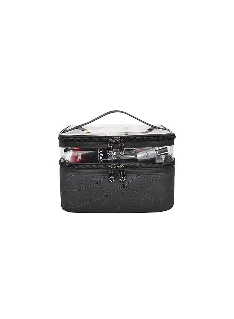 ORiTi Cosmetic bag Double Layer Travel Makeup Bags For Women, Waterproof Portable Cosmetic Cases Make up Organizer for Makeup, Cosmetics Tools - Image 4