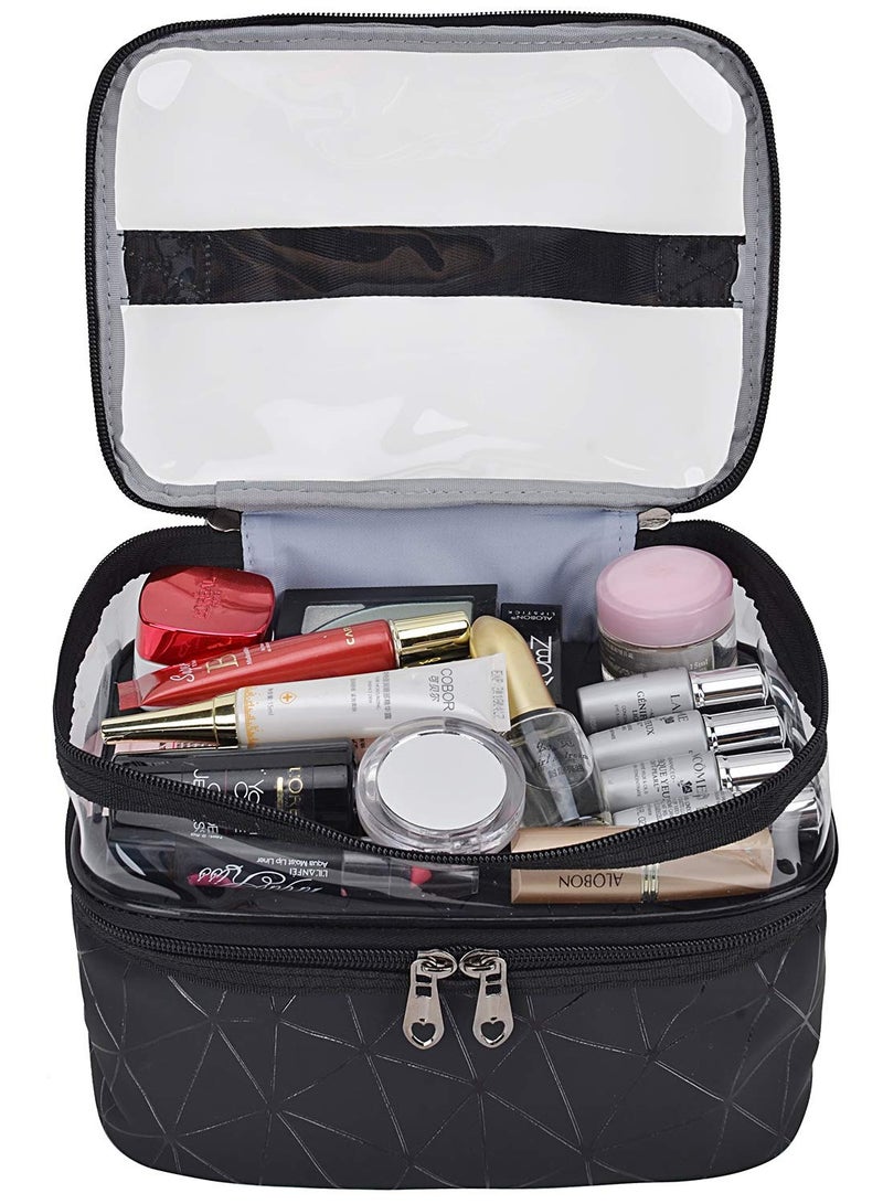 ORiTi Cosmetic bag Double Layer Travel Makeup Bags For Women, Waterproof Portable Cosmetic Cases Make up Organizer for Makeup, Cosmetics Tools - Image 2