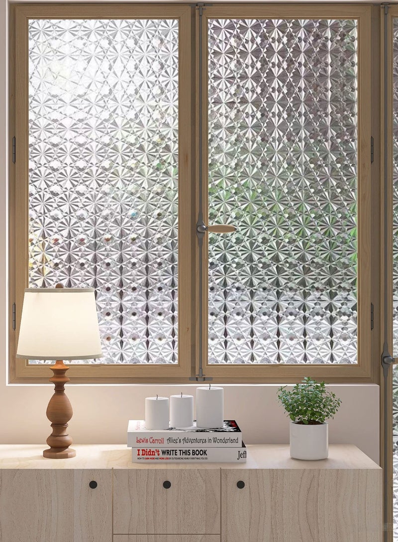 Arabest 3D Diamonds Window Film, Frosted Privacy Window Film, Vinyl Decorative Window Decals, Static Clings No-Glue Removable Window Sticker for Home Bathroom Living Room (60cm*100cm*2pcs) - Image 1