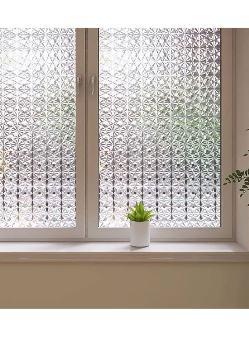 Arabest 3D Diamonds Window Film, Frosted Privacy Window Film, Vinyl Decorative Window Decals, Static Clings No-Glue Removable Window Sticker for Home Bathroom Living Room (60cm*100cm*2pcs) - Image 2