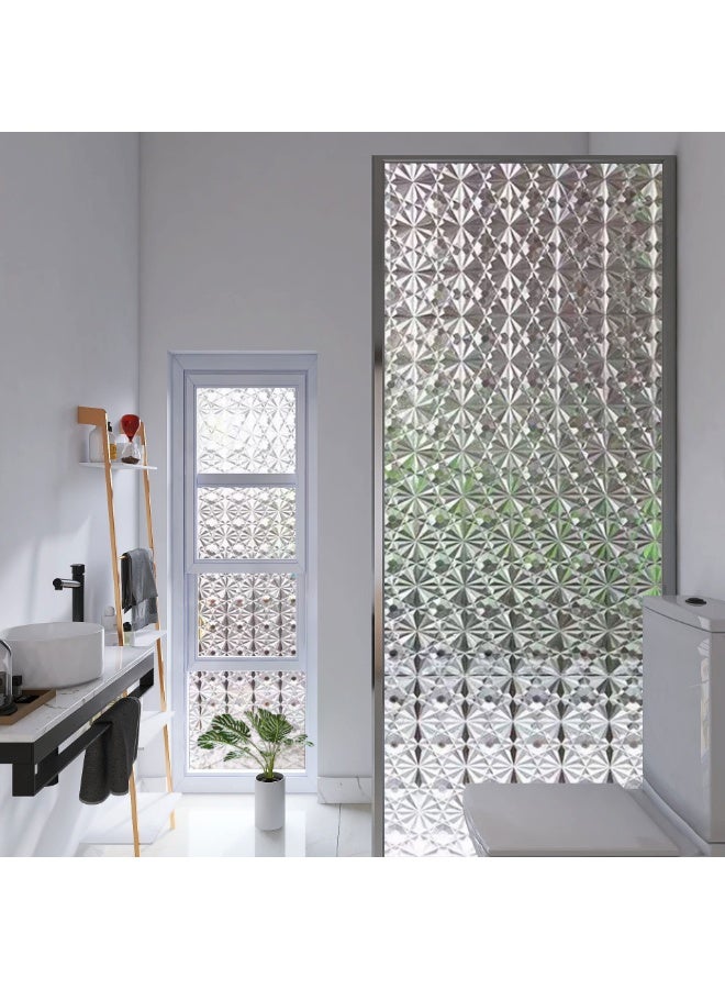 Arabest 3D Diamonds Window Film, Frosted Privacy Window Film, Vinyl Decorative Window Decals, Static Clings No-Glue Removable Window Sticker for Home Bathroom Living Room (60cm*100cm*2pcs) - Image 3