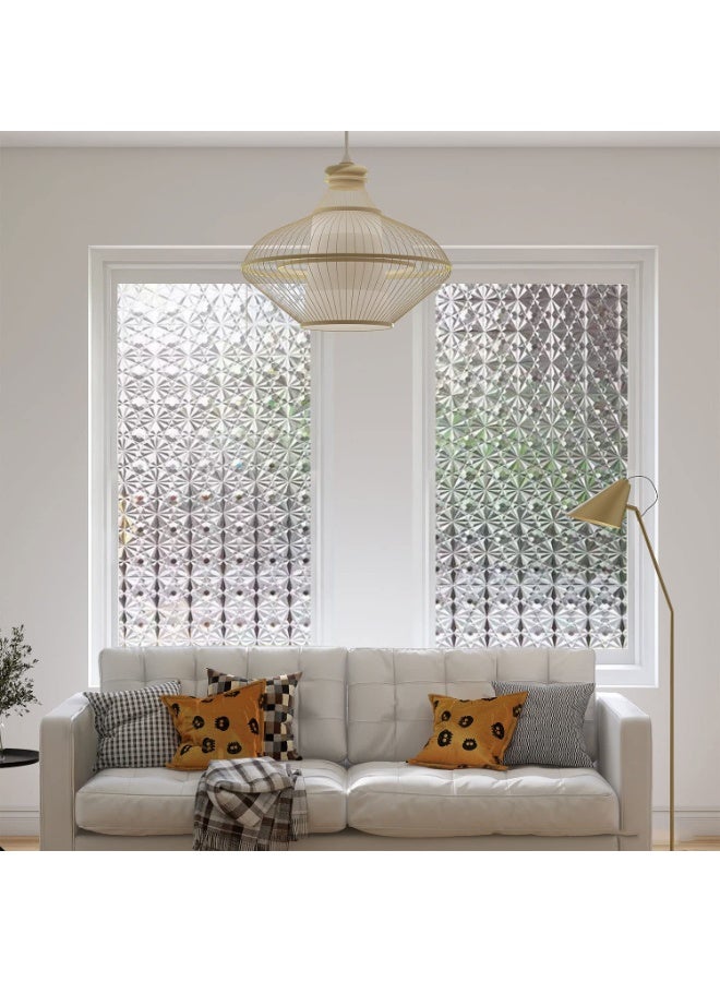 Arabest 3D Diamonds Window Film, Frosted Privacy Window Film, Vinyl Decorative Window Decals, Static Clings No-Glue Removable Window Sticker for Home Bathroom Living Room (60cm*100cm*2pcs) - Image 4