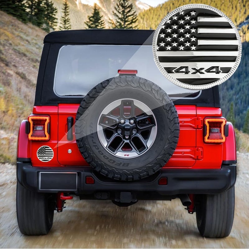 HHLOU USA Flag Style 4×4 Lettering Emblem Car Metal Badge for Jeep Wrangler and Cherokee - Image 4