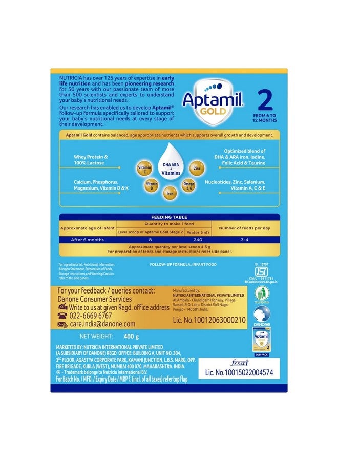 Aptamil Aptamil Gold Follow-Up Formula Stage 2 Powder, 400 g - Image 2