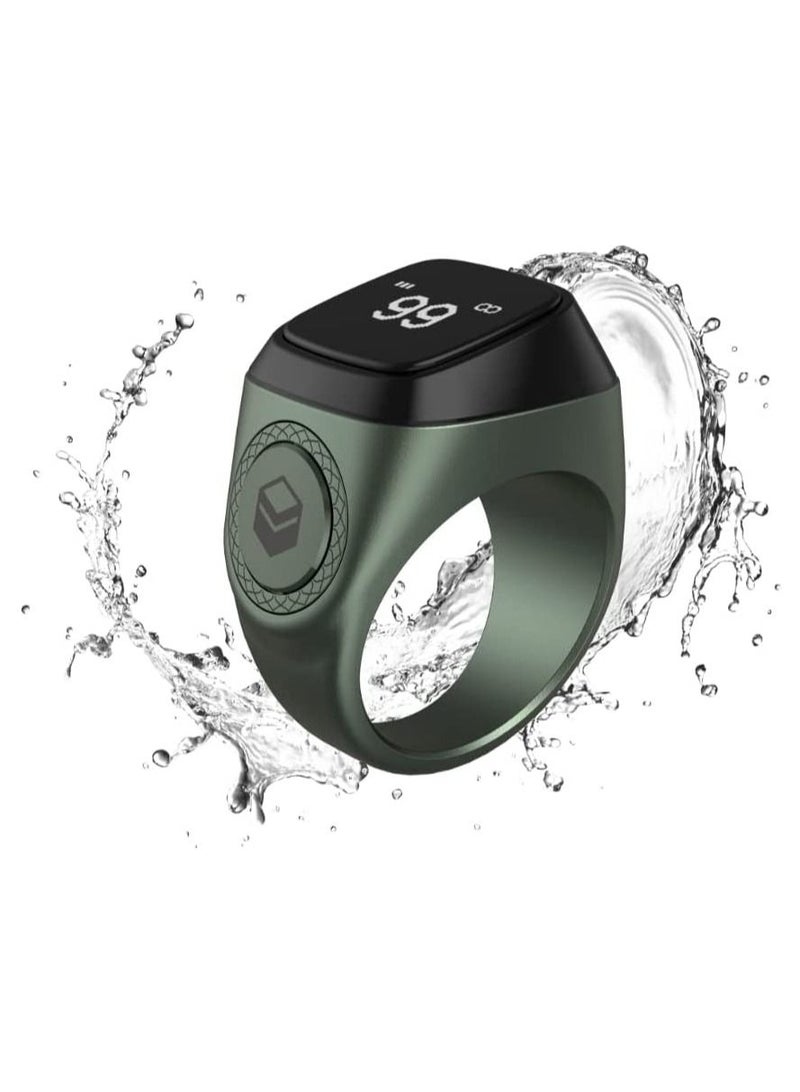 IQibla Zikr lite Smart Tasbih Tally Counter Ring Zikr Digital Tasbih 5 Prayer Time Reminder Bluetooth Green 20mm - Image 1