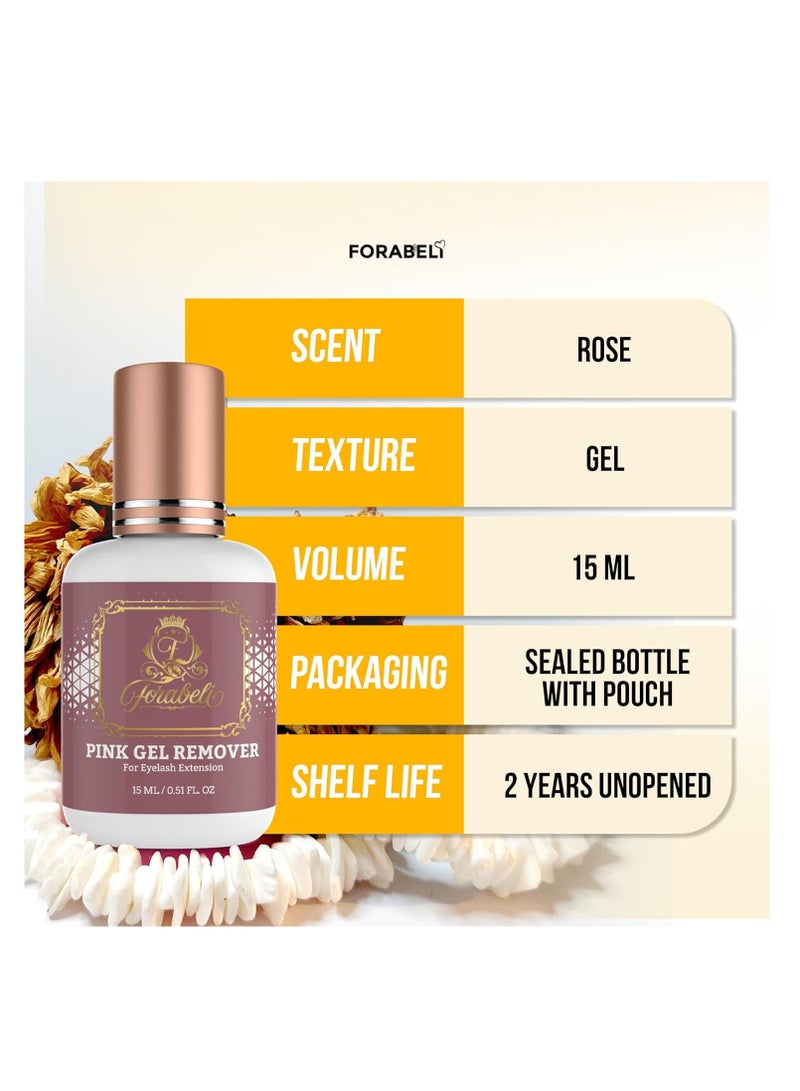 Forabeli Pink Gel Lash Remover for Eyelash Extensions 15ml Safe and Gentle Formula Easy to Apply Versatile and Efficient - Image 2